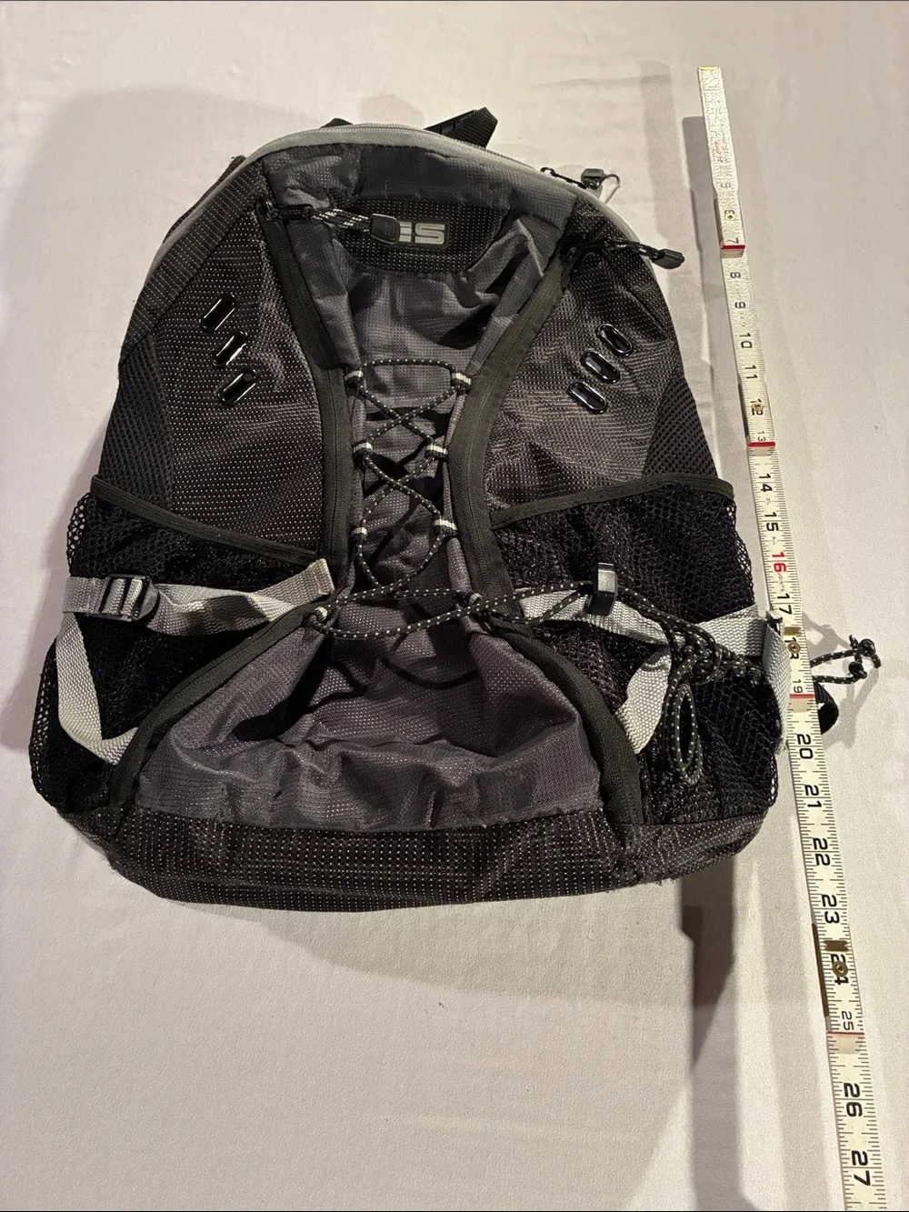 Men's Black Outdoor Daypack Backpack with Front Bungee